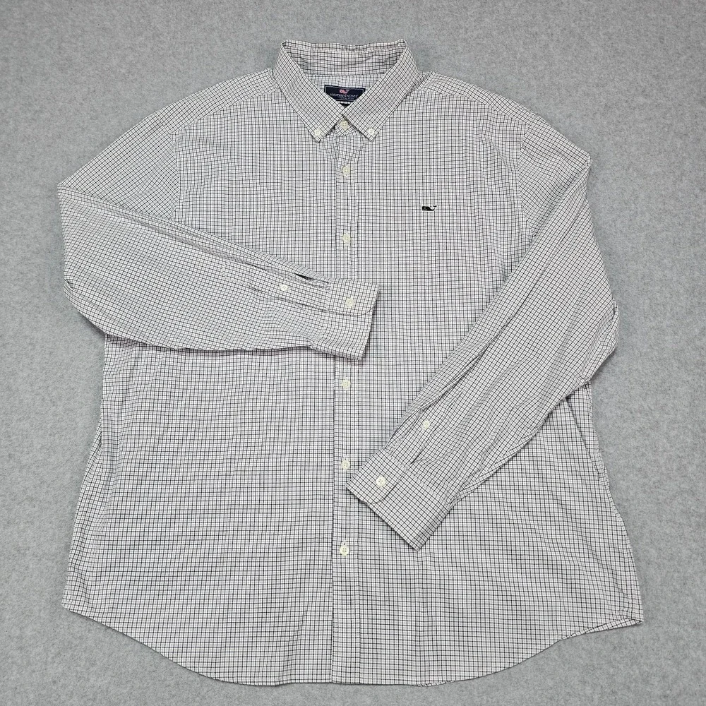 Vineyard Vines Shirt Men 2XL Classic Fit Whale Shirt Plaid Button Up Long Sleeve